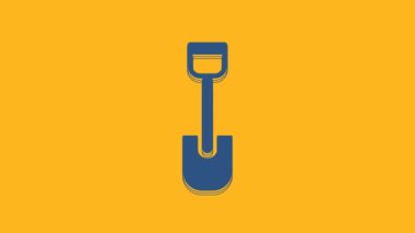 Blue Shovel toy icon isolated on orange background. 4K Video motion graphic animation .