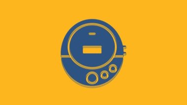 Blue Music CD player icon isolated on orange background. Portable music device. 4K Video motion graphic animation .