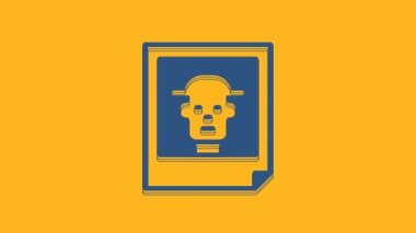 Blue Photo icon isolated on orange background. 4K Video motion graphic animation .