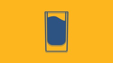 Blue Shot glass icon isolated on orange background. 4K Video motion graphic animation .