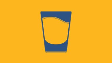 Blue Shot glass icon isolated on orange background. 4K Video motion graphic animation .