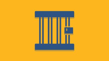 Blue Prison window icon isolated on orange background. 4K Video motion graphic animation .