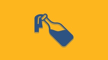 Blue Cocktail molotov icon isolated on orange background. 4K Video motion graphic animation .