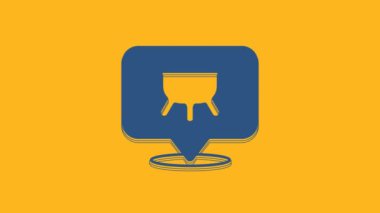 Blue Udder icon isolated on orange background. 4K Video motion graphic animation .