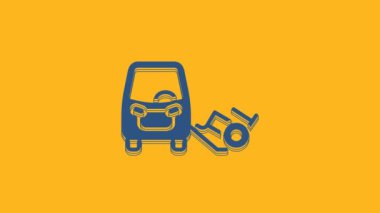 Blue Disabled car icon isolated on orange background. 4K Video motion graphic animation .