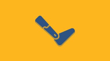 Blue Prosthesis leg icon isolated on orange background. Futuristic concept of bionic leg, robotic mechanical leg. 4K Video motion graphic animation .