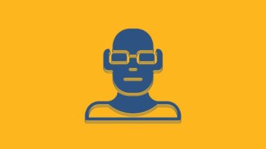 Blue Poor eyesight and corrected vision with optical glasses icon isolated on orange background. 4K Video motion graphic animation .