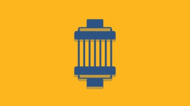 Blue Car air filter icon isolated on orange background. Automobile repair service symbol. 4K Video motion graphic animation .