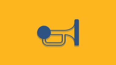 Blue Signal horn on vehicle icon isolated on orange background. 4K Video motion graphic animation .
