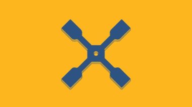 Blue Wheel wrench icon isolated on orange background. Wheel brace. 4K Video motion graphic animation .