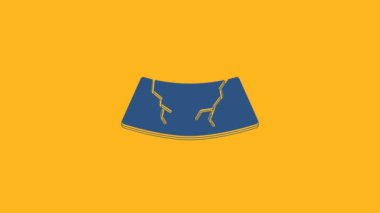 Blue Broken windshield cracked glass icon isolated on orange background. 4K Video motion graphic animation .
