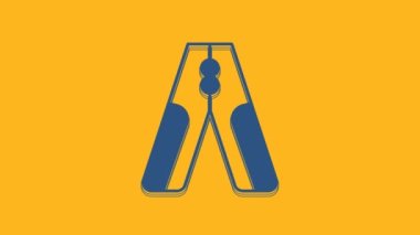 Blue Car battery jumper power cable icon isolated on orange background. 4K Video motion graphic animation .