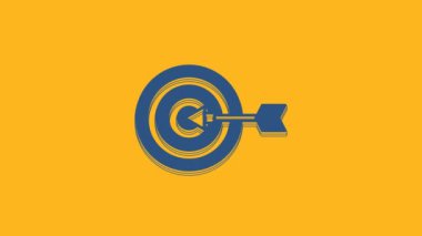Blue Target financial goal concept icon isolated on orange background. Symbolic goals achievement, success. 4K Video motion graphic animation .