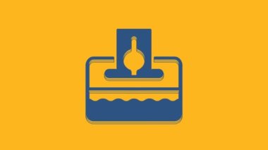 Blue Donate or pay your zakat as muslim obligatory icon isolated on orange background. Muslim charity or alms in ramadan kareem before eid al-fir. 4K Video motion graphic animation.