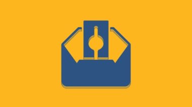 Blue Donate or pay your zakat as muslim obligatory icon isolated on orange background. Muslim charity or alms in ramadan kareem before eid al-fir. 4K Video motion graphic animation.