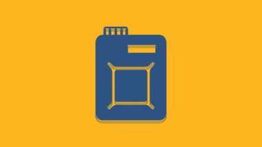 Blue Canister for motor machine oil icon isolated on orange background. Oil gallon. Oil change service and repair. Engine oil sign. 4K Video motion graphic animation.