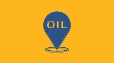 Blue Refill petrol fuel location icon isolated on orange background. Gas station and map pointer. 4K Video motion graphic animation.