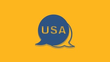 Blue USA Independence day icon isolated on orange background. 4th of July. United States of America country. 4K Video motion graphic animation.