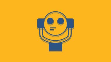 Blue Tourist binoculars icon isolated on orange background. Binoculars telescope on the observation deck for tourists. 4K Video motion graphic animation.