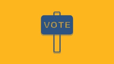 Blue Vote icon isolated on orange background. 4K Video motion graphic animation.