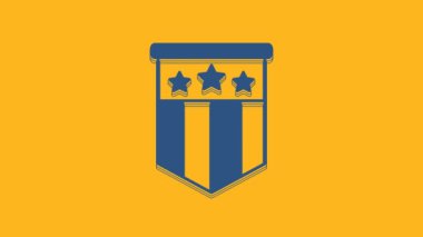Blue American flag icon isolated on orange background. Flag of USA. United States of America. 4K Video motion graphic animation.