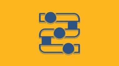 Mavi Grafik, çizelge, grafik, diyagram, bilgi, turuncu arkaplanda izole edilmiş turta grafik simgesi. 4K Video hareketli grafik canlandırması.