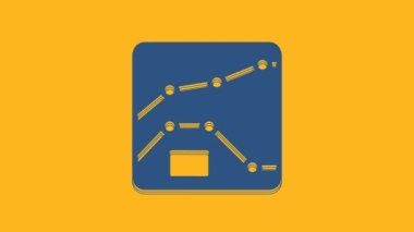 Blue Graph, schedule, chart, diagram, infographic, pie graph icon isolated on orange background. 4K Video motion graphic animation.