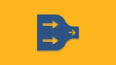 Blue Arrow icon isolated on orange background. Direction Arrowhead symbol. Navigation pointer sign. 4K Video motion graphic animation.
