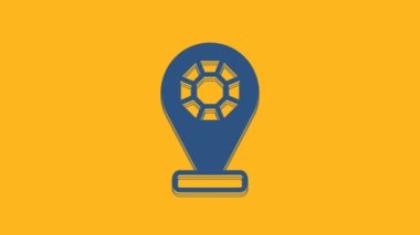 Blue Front facade building jewelry store icon isolated on orange background. 4K Video motion graphic animation.
