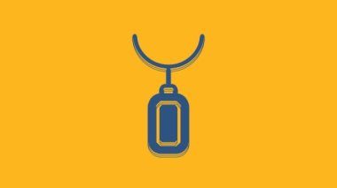 Blue Pendant on necklace icon isolated on orange background. 4K Video motion graphic animation.