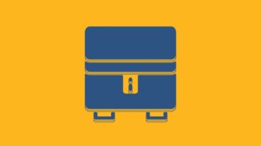 Blue Jewelry box icon isolated on orange background. Casket with jewelry. 4K Video motion graphic animation.