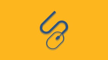Blue Computer mouse icon isolated on orange background. Optical with wheel symbol. 4K Video motion graphic animation.