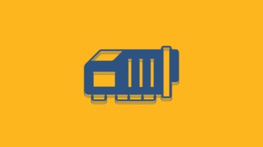 Blue Video graphic card icon isolated on orange background. 4K Video motion graphic animation.