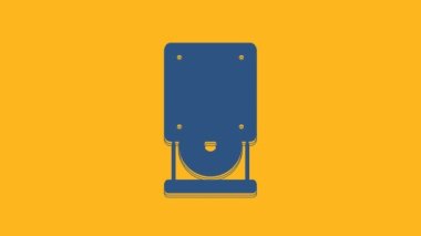 Blue Optical disc drive icon isolated on orange background. CD DVD laptop tray drive for read and write data disc. 4K Video motion graphic animation.