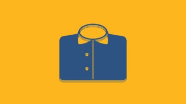 Blue T-shirt icon isolated on orange background. 4K Video motion graphic animation.