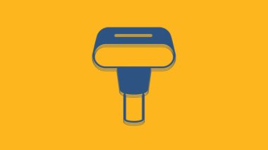 Blue Portable home and travel garment steamer for clothes icon isolated on orange background. 4K Video motion graphic animation.