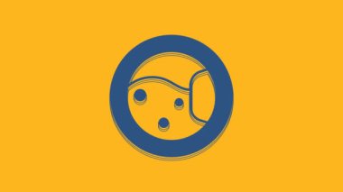 Blue Washer icon isolated on orange background. Washing machine icon. Clothes washer - laundry machine. Home appliance symbol. 4K Video motion graphic animation.