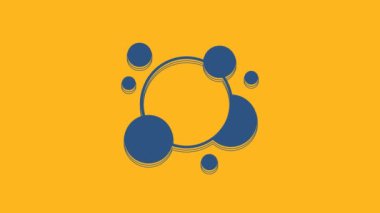 Blue Soap water bubbles icon isolated on orange background. 4K Video motion graphic animation.
