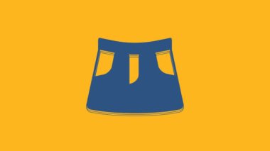 Blue Skirt icon isolated on orange background. 4K Video motion graphic animation.