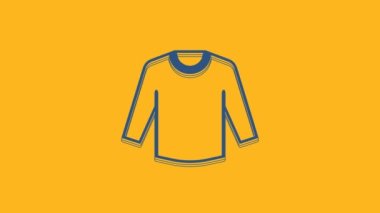 Blue Sweater icon isolated on orange background. Pullover icon. Sweatshirt sign. 4K Video motion graphic animation.