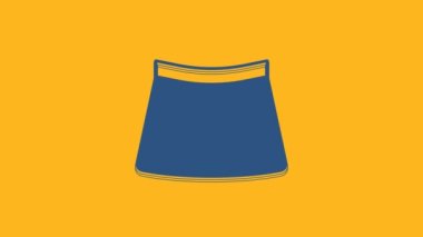 Blue Skirt icon isolated on orange background. 4K Video motion graphic animation.