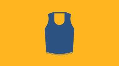 Blue Undershirt icon isolated on orange background. 4K Video motion graphic animation.