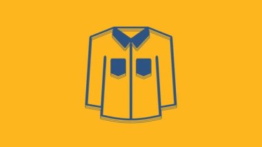 Blue Shirt icon isolated on orange background. 4K Video motion graphic animation.