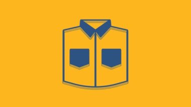 Blue Shirt icon isolated on orange background. 4K Video motion graphic animation.