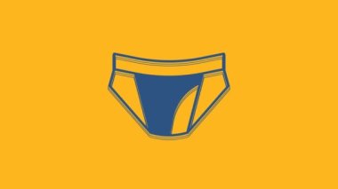 Blue Men underpants icon isolated on orange background. Man underwear. 4K Video motion graphic animation.