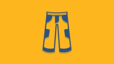 Blue Pants icon isolated on orange background. Trousers sign. 4K Video motion graphic animation.