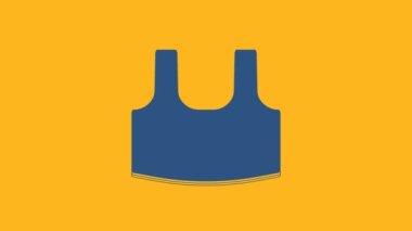 Blue Undershirt icon isolated on orange background. 4K Video motion graphic animation.