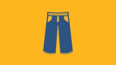 Blue Pants icon isolated on orange background. Trousers sign. 4K Video motion graphic animation.