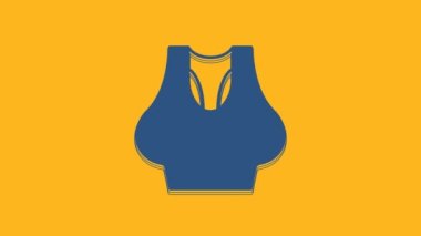 Mavi Undershirt simgesi turuncu arka planda izole edildi. 4K Video hareketli grafik canlandırması.