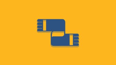 Blue Winter scarf icon isolated on orange background. 4K Video motion graphic animation.